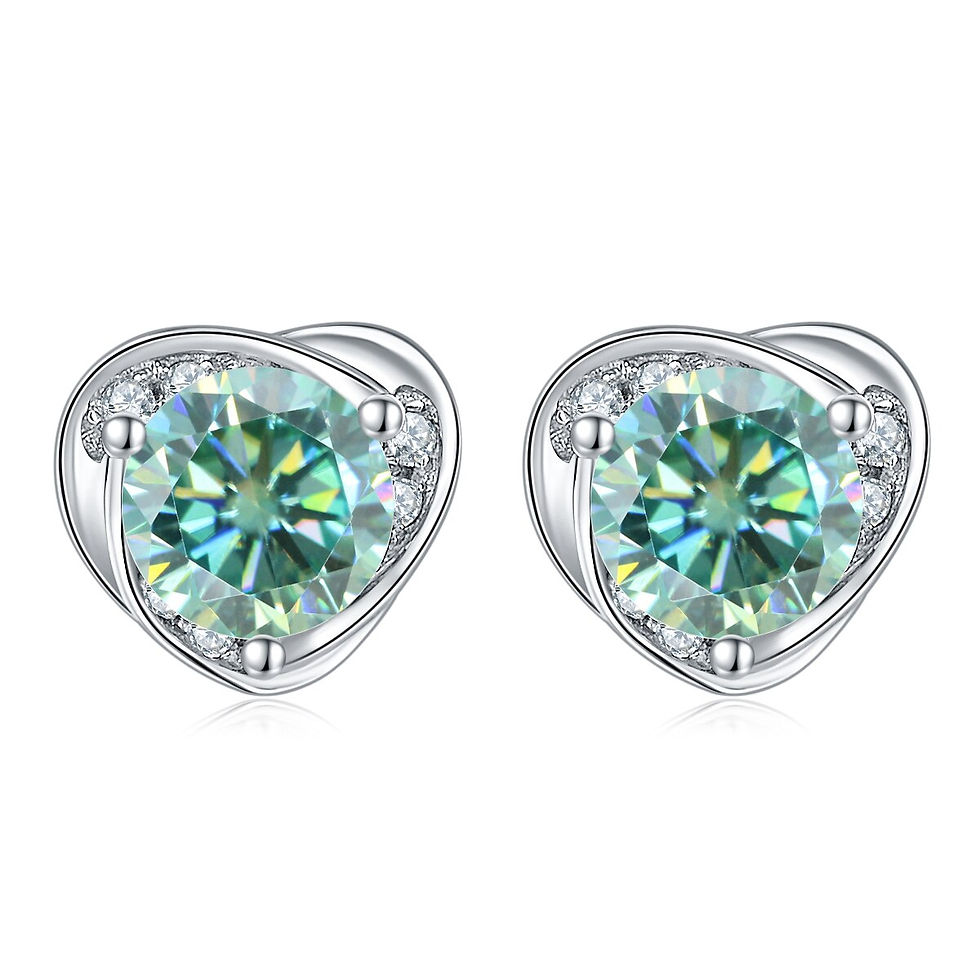 Miniatura: GEM'S BALLET Moissanite Earrings 0.5ct 5mm Round Pink Blue Moissanite Heart Stu