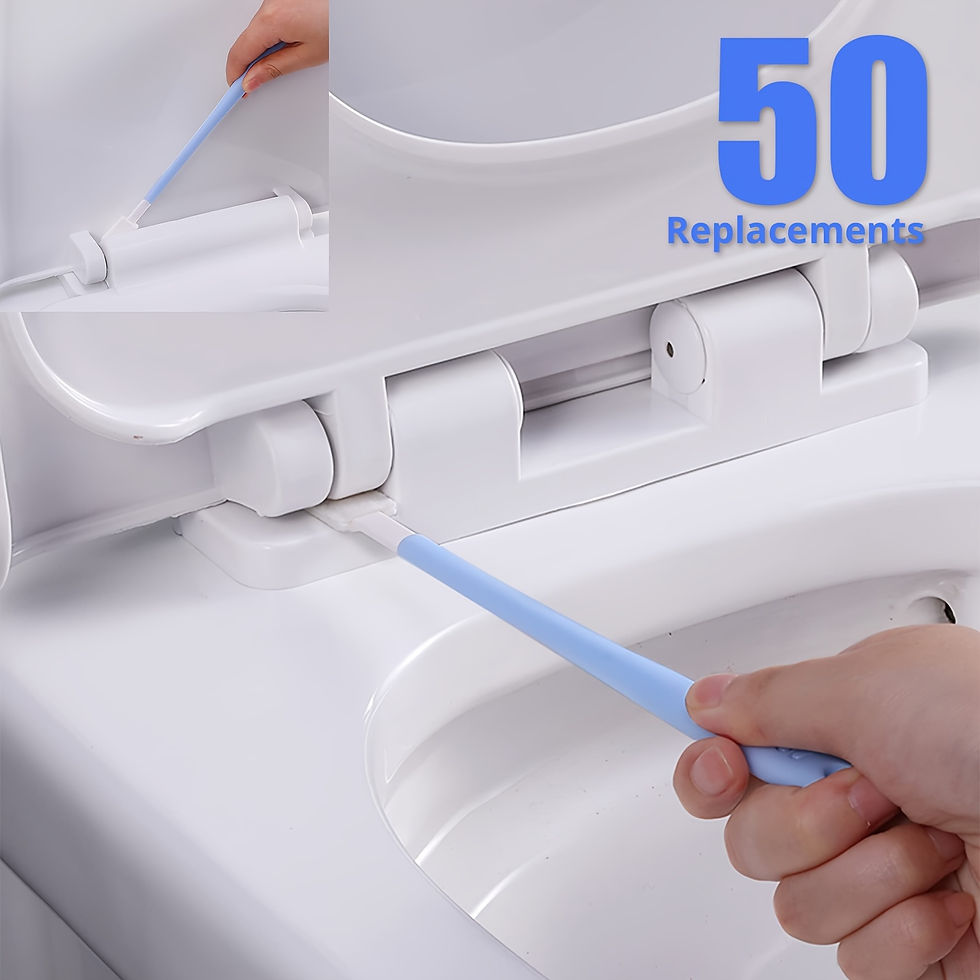 Thumbnail: 1 Set Of Disposable Toilet Brush Set, 1 Handle+50PCS Cleaning And Replacement H
