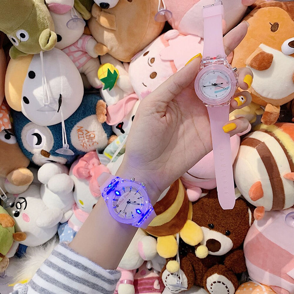 Miniatura: Girls Kids Children Luminous Student Colorful LED Light Women Lady Clock Silica