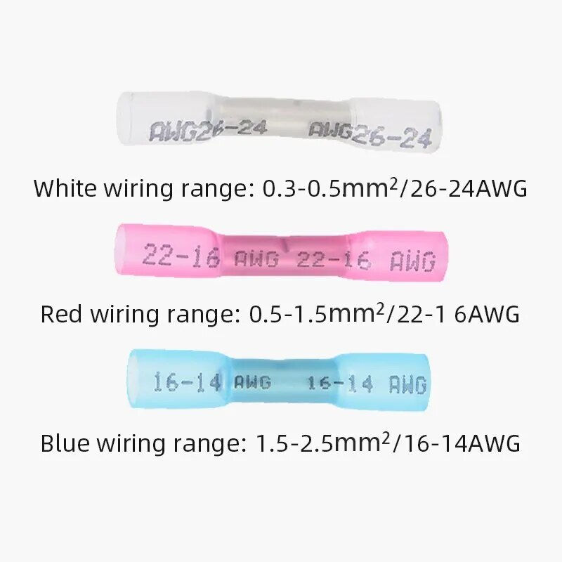 Thumbnail: 10/25/50PCS Heat Shrink Wire Butt Terminal Waterproof Insulated Wire Connector