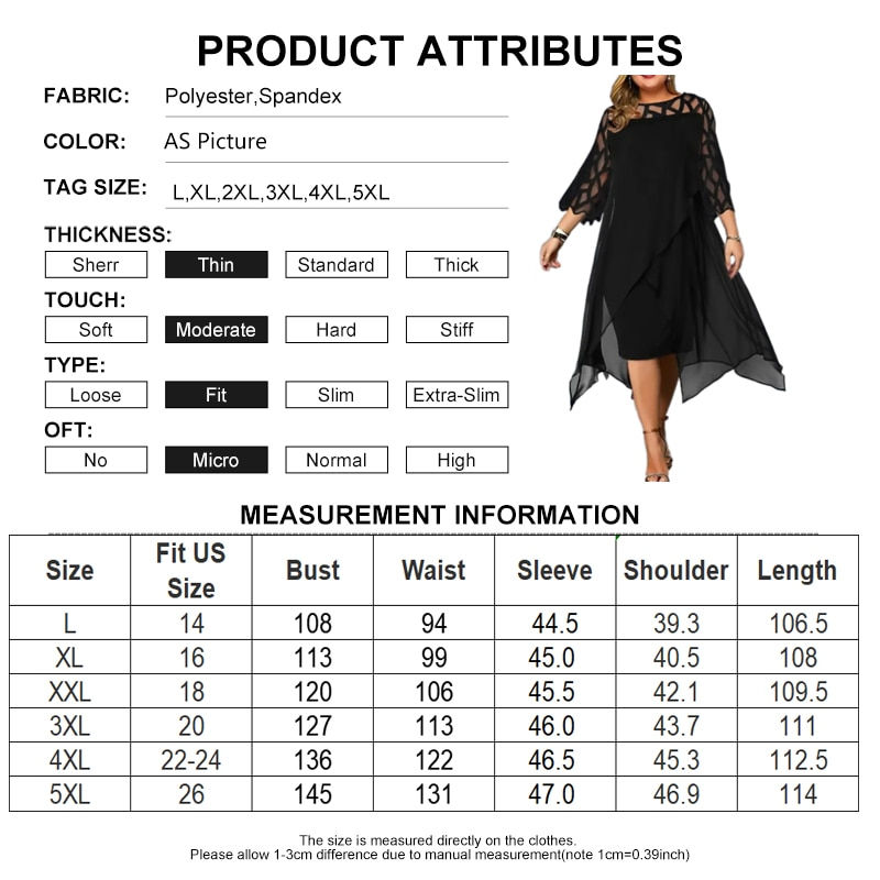 Thumbnail: Womens Plus Size Chiffon Dress For Women 2023 Bodycon Evening Dress Layerd Flow