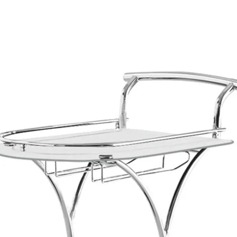 Sličica: Captivating Serving Cart With 2 Frosted Glass Shelves, Silver- Saltoro Sherpi