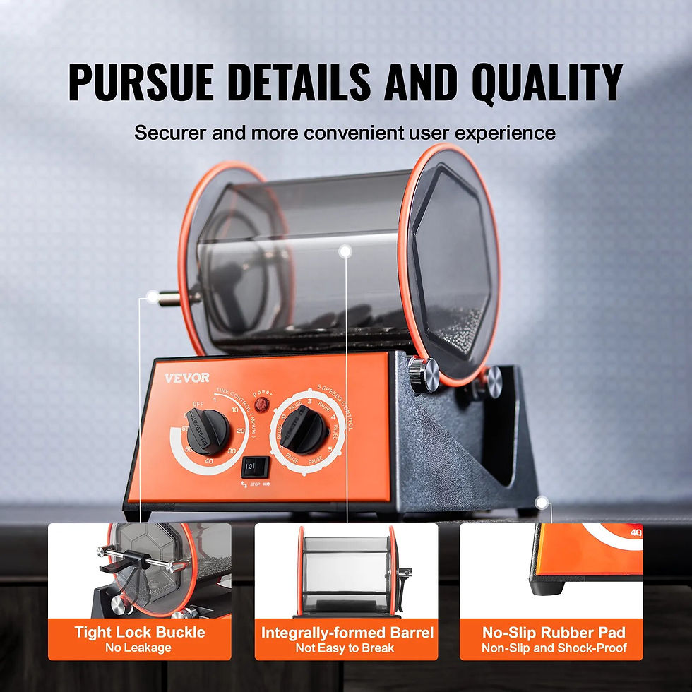 Miniaturbild: VEVOR 3kg 5kg Rotary Tumbler Surface Polisher Jewelry Drum Polishing Machine Ge