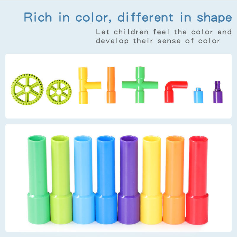 Miniaturebillede: DIY Water Building Blocks Toys Montessori Water Pipe Building Blocks Toy Design