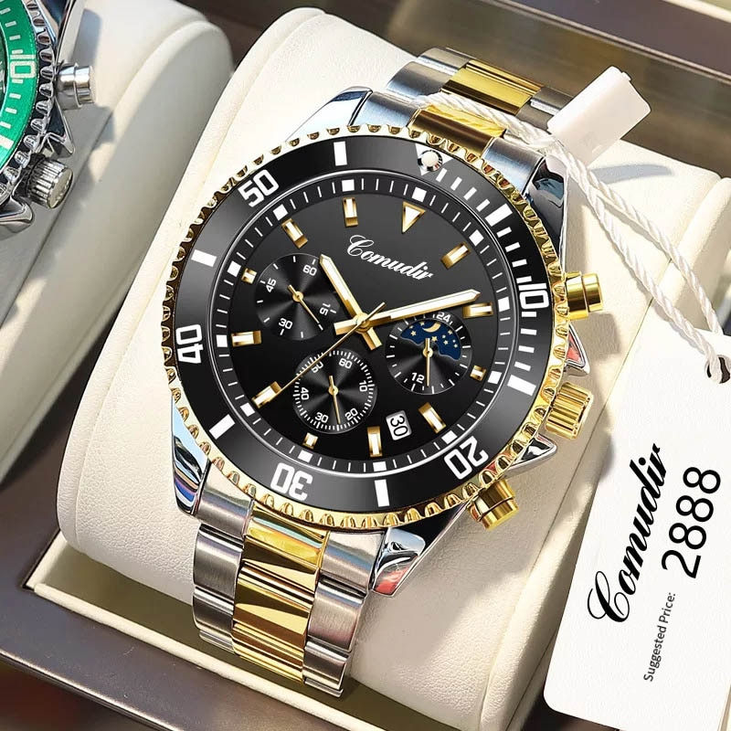 Thumbnail: Top Brand Watch for Men Multi-dial Waterproof Sports Male Stainless Steel Quart