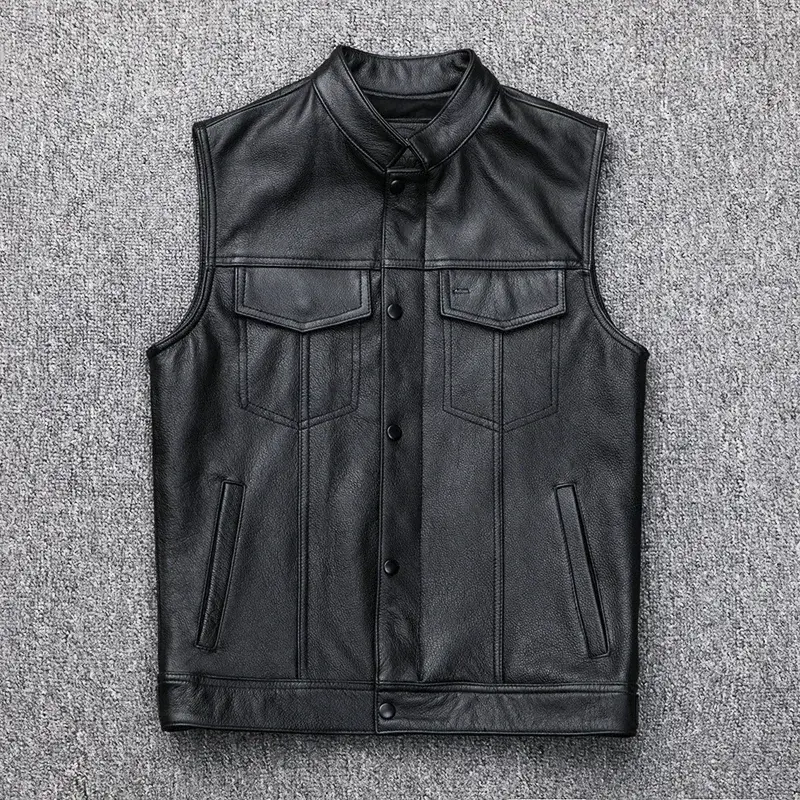 Miniatura: Fashion 100% Cowskin Sons Of Anarchy Leather Rock Punk Vest Cosplay Costume Bla