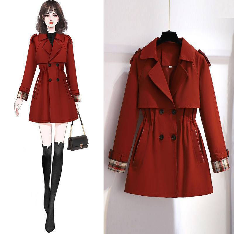 Thumbnail: Single Liningcotton Short Trench Coat Korean Style Loose Temperament Overalls