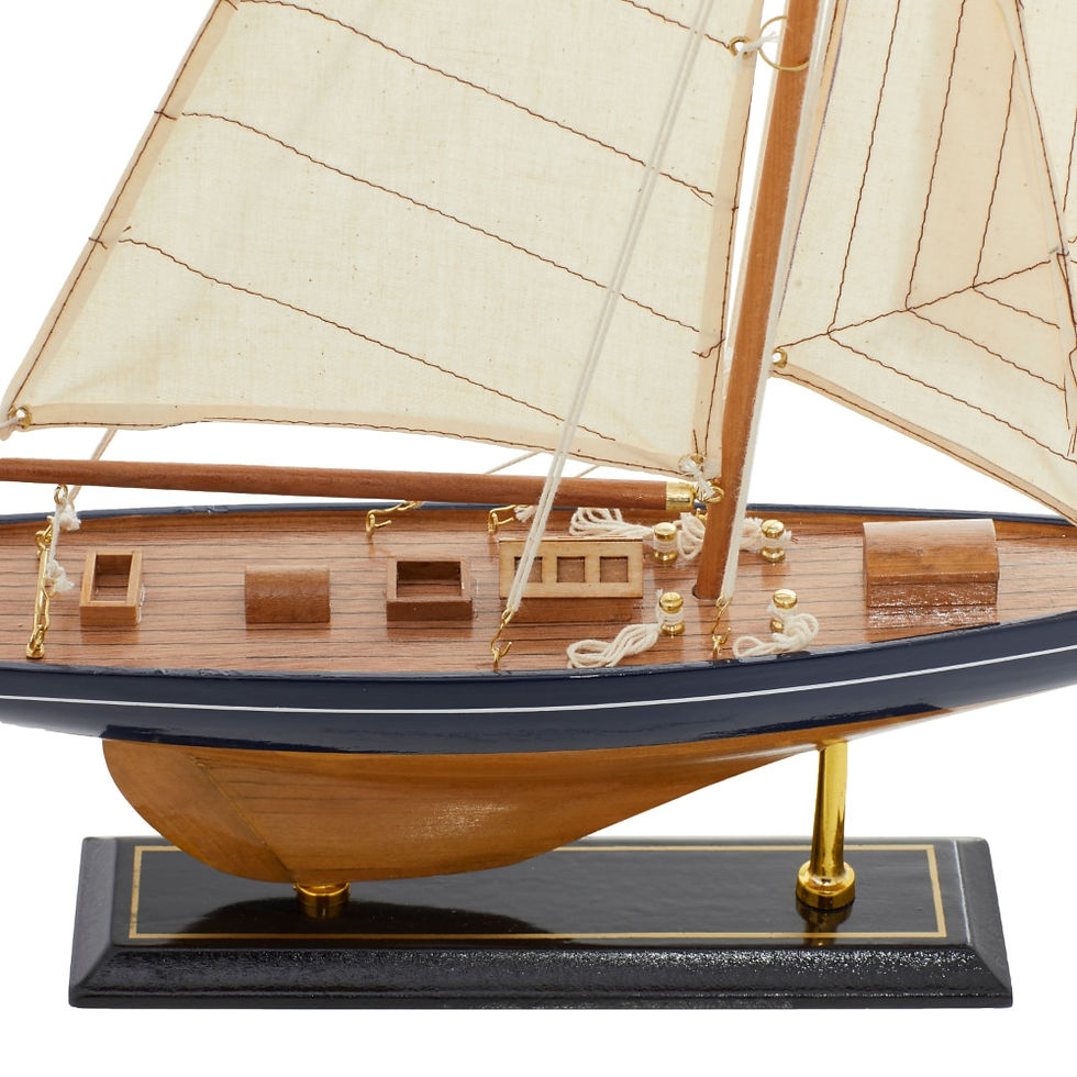 Thumbnail: Coastal Wood Sailboat Sculpture, 17"W X 21"H Sculptures Statues Office Home