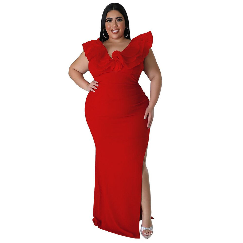 Thumbnail: Perl Plus Size Petal Hip Maxi Dress for Women Pleated Regular Fit Long Dress