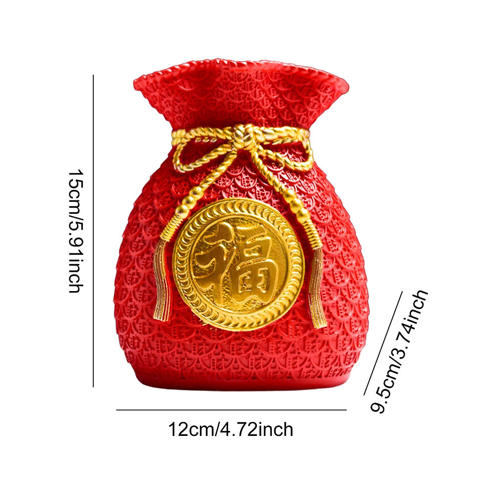 Thumbnail: Chinese Red Flower Vase Money Bag Shaped Vase Blessing Bag Flower Vase Resin Fl