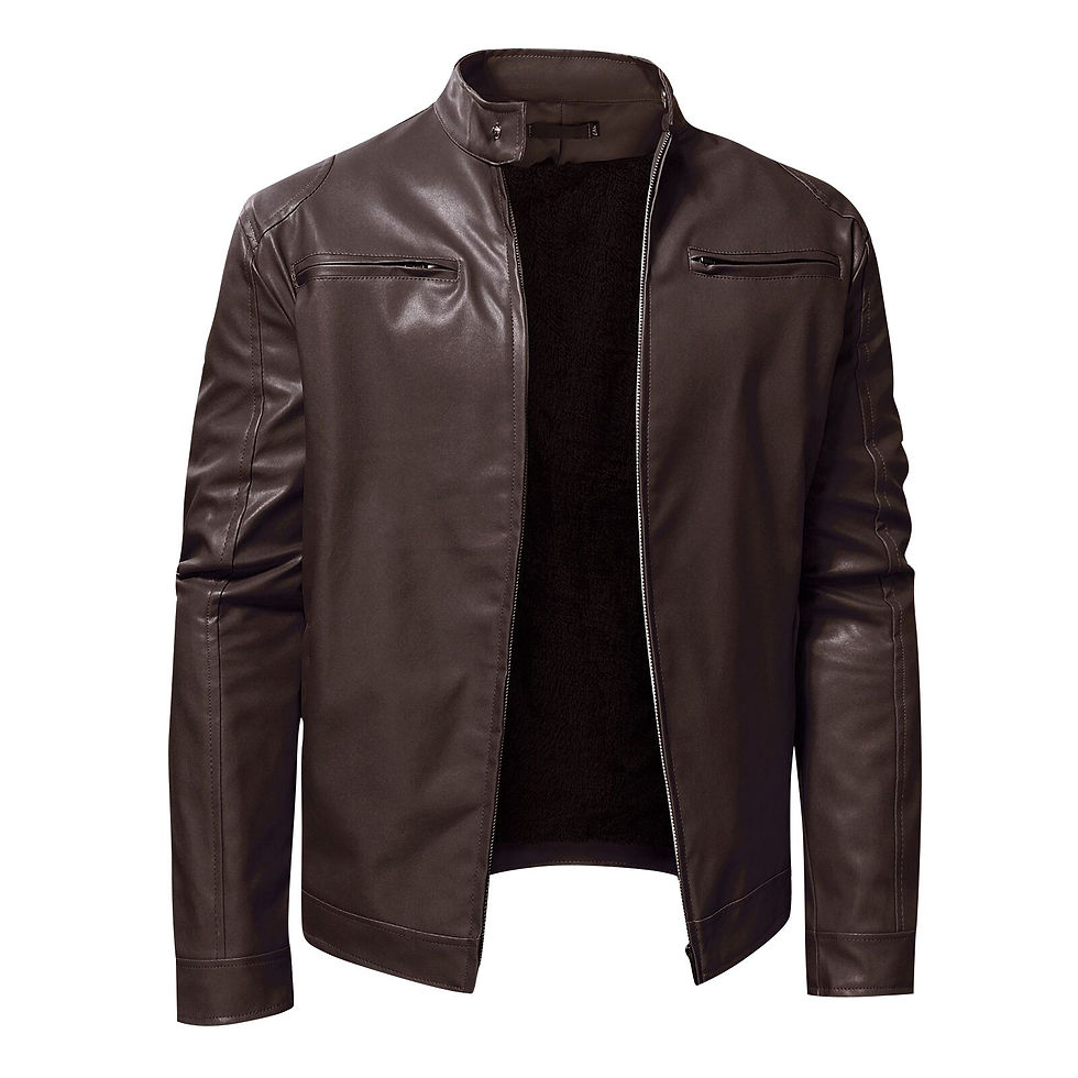 Thumbnail: Spring Autumn Leather Jacket Men Stand Collar Slim Pu Leather Jacket Trend Moto