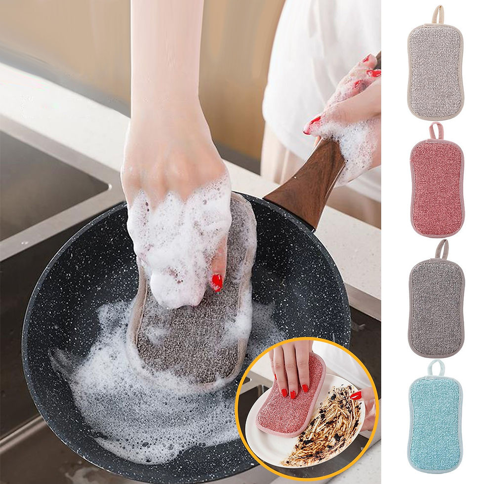 Thumbnail: Reusable Double-Sided Scrub Dish Washable Sponge Microfiber Scouring Sponge Kit