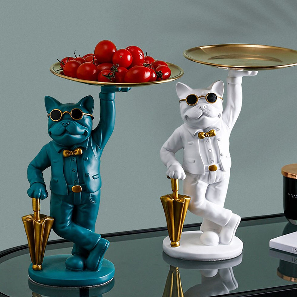 Miniature : French Bulldog Sculpture Statue Nordic Modern Resin Dog Figurine Key Storage