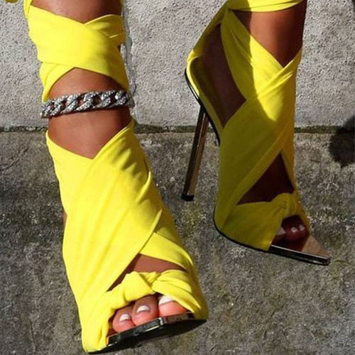 Thumbnail: 2021 Women Summer Super High Thin Heels Gorgeous Sandals Female Fashion
