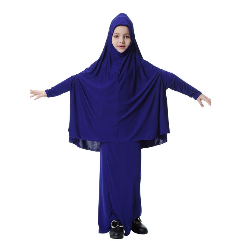 Thumbnail: Autumn Spring Muslims Girls Dress Milk Silk Loose Breathable Long Sleeve