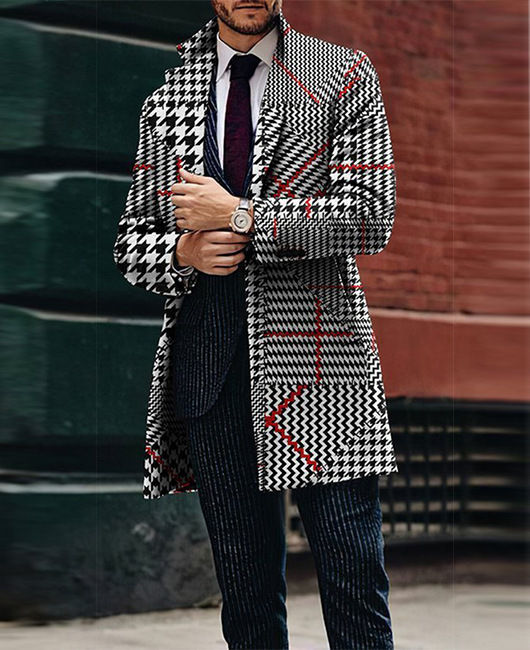 Miniaturebillede: Large Suit Collar Pocket Men's Coat