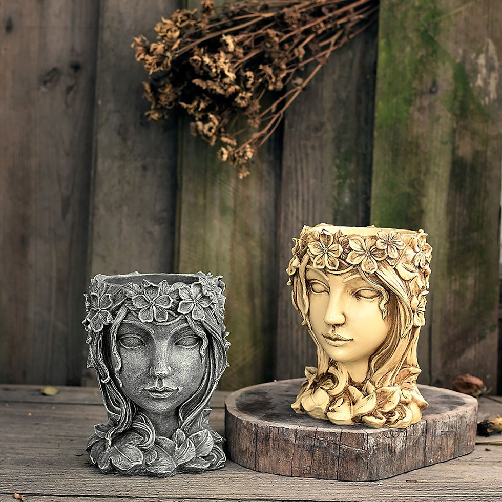 Miniatura: Flower Pot Resin Vase Goddess Flower Pots Head Woman's Face Sculpture Vase Home