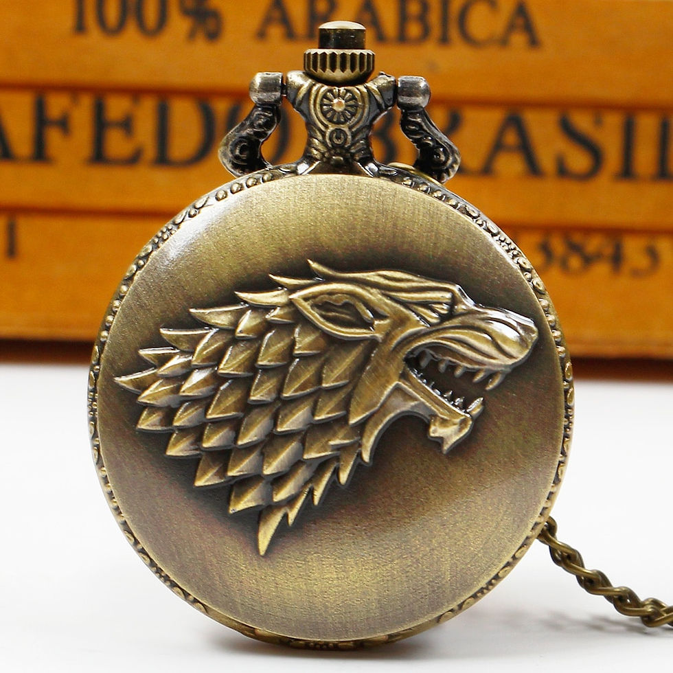 Thumbnail: Personalized creative l Wolf Head three-dimensional carved pocket watch FOB Wat