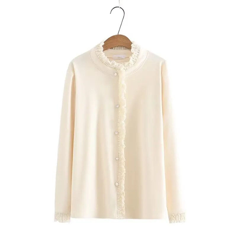 Thumbnail: Plus Size Women's Clothing Autumn/Winter Stand-Up Collar Long Sleeve T-Shirt Do
