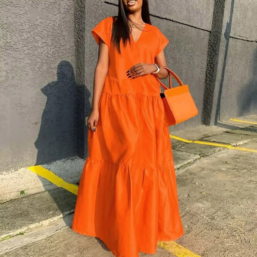 Miniatiūra: Women Casual V Neck Maxi Dress Summer Cute Short Sleeve Solid Loose Dresses 202
