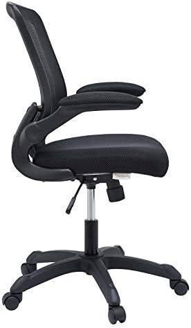 Thumbnail: Office Chair with Mesh Back and Vinyl Seat With Flip-Up Arms in Brown, 25.5"L x