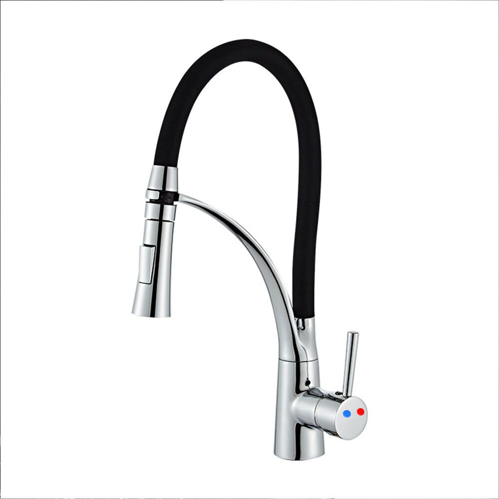 DQOK Silica Gel Nose Any Direction Rotating Kitchen Faucet Cold and Hot Black