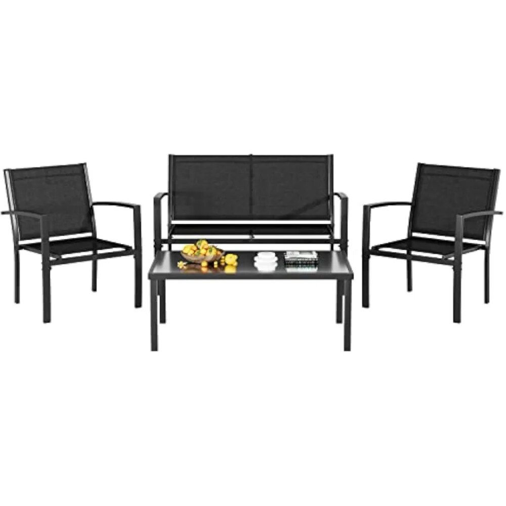 Greesum 4 Pieces Patio Furniture Set, Outdoor Conversation Sets for Patio, Lawn