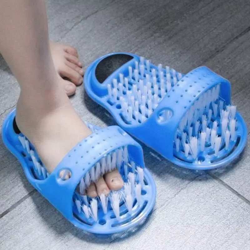 Thumbnail: Plastic Remove Dead Skin Massage Slipper Foot Scrubber Bath Shoe with Brush