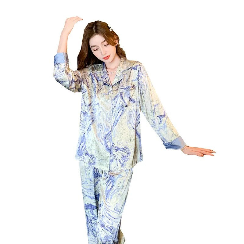 ภาพขนาดย่อ: QSROCIO Women's Spring Summer Pajamas Set Beautiful Brilliant Galaxy Print Slee
