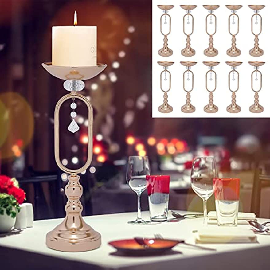 ภาพขนาดย่อ: 10 Pcs Gold Metal Trumpet Vases 17.5'' Tall Vase Wedding Centerpieces for Table