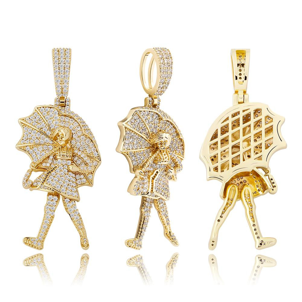 TOPGRILLZ Iced Umbrella Child Pendant Necklace Iced Cubic Zirconia Pendant
