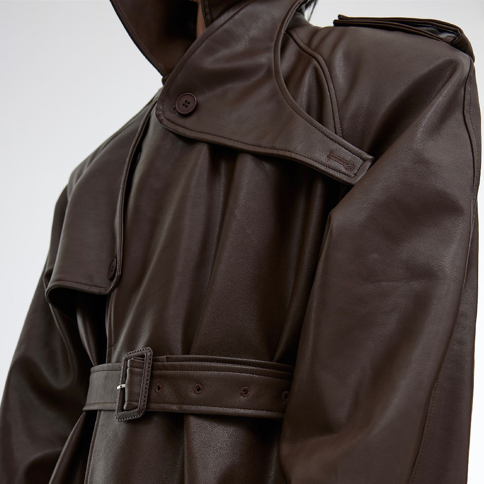 Thumbnail: PU Leather Coat Jacket Three-dimensional Splicing