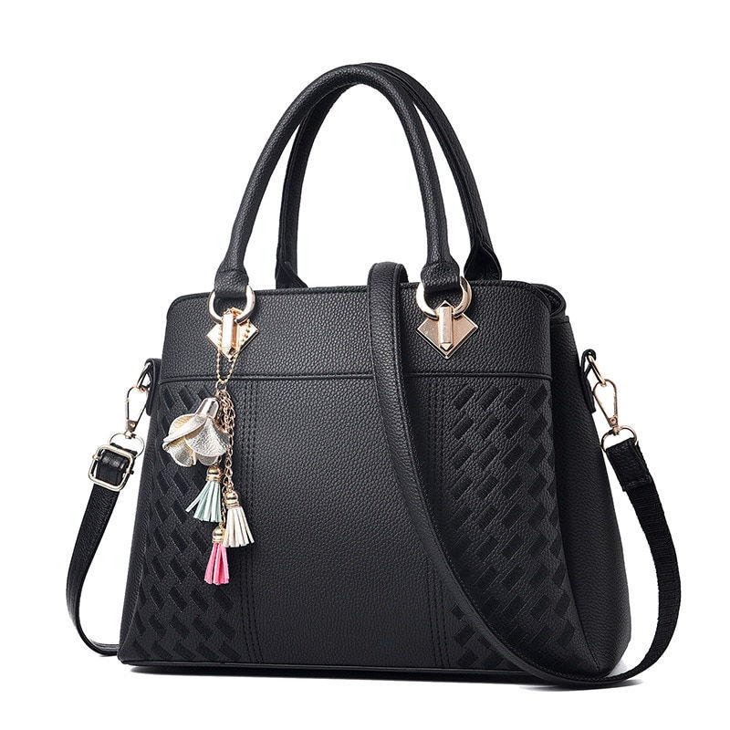 Thumbnail: Fashion Women Handbags Tassel PU Leather Totes Bag Top-handle Embroidery Crossb