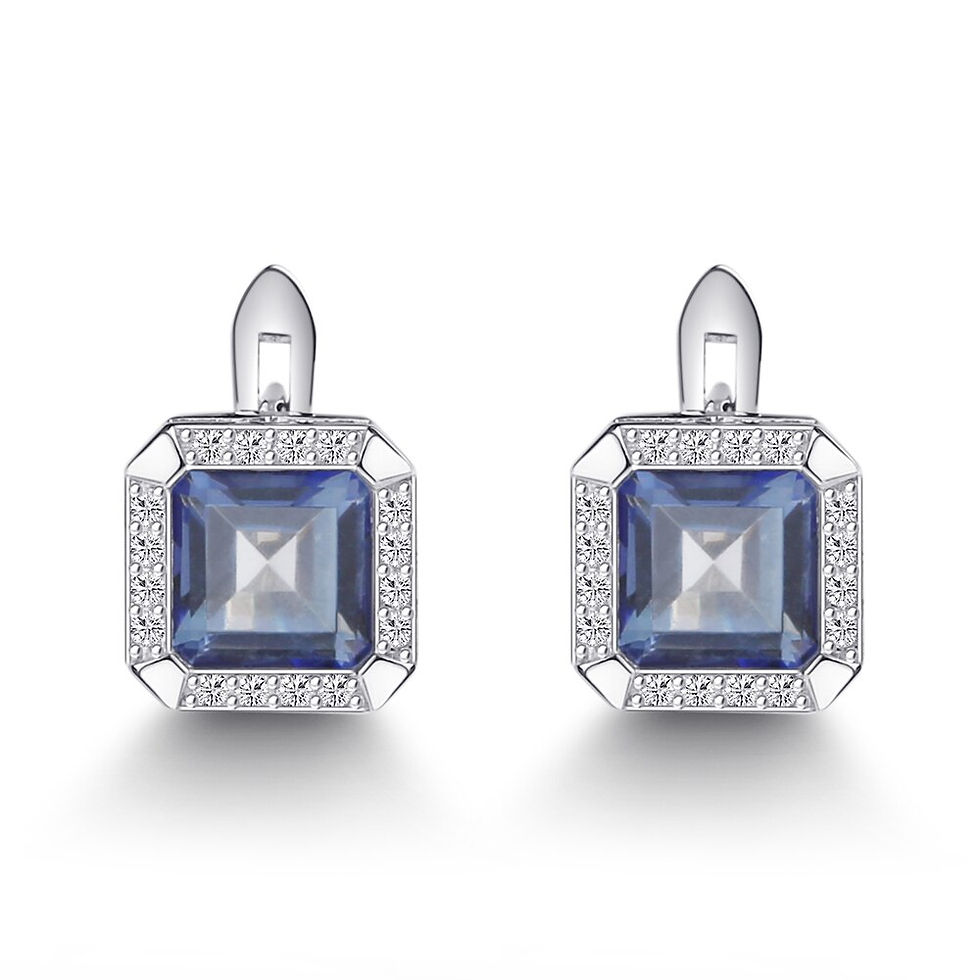 Thumbnail: Gem's Ballet 3.77Ct Natural Iolite Blue Mystic Quartz Gemstone Clip Earrings 92