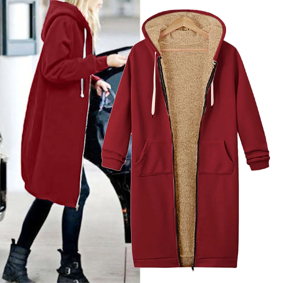 Thumbnail: Plus Size Women Zipper Open Hooded Fleece Sweatshirt Long Coat Jacket Tops Outw