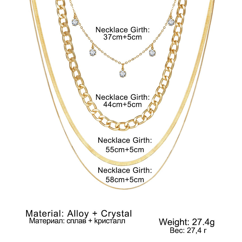 Thumbnail: IPARAM Trendy Gold Color Multi-layer Chain Necklace for Women Crystal Pendant T
