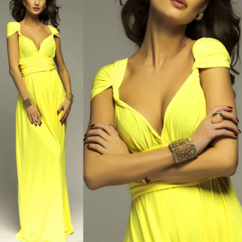 Miniatura: Cute Women Multiway Wrap Convertible Boho Maxi Club Red Bandage Long Dress Part