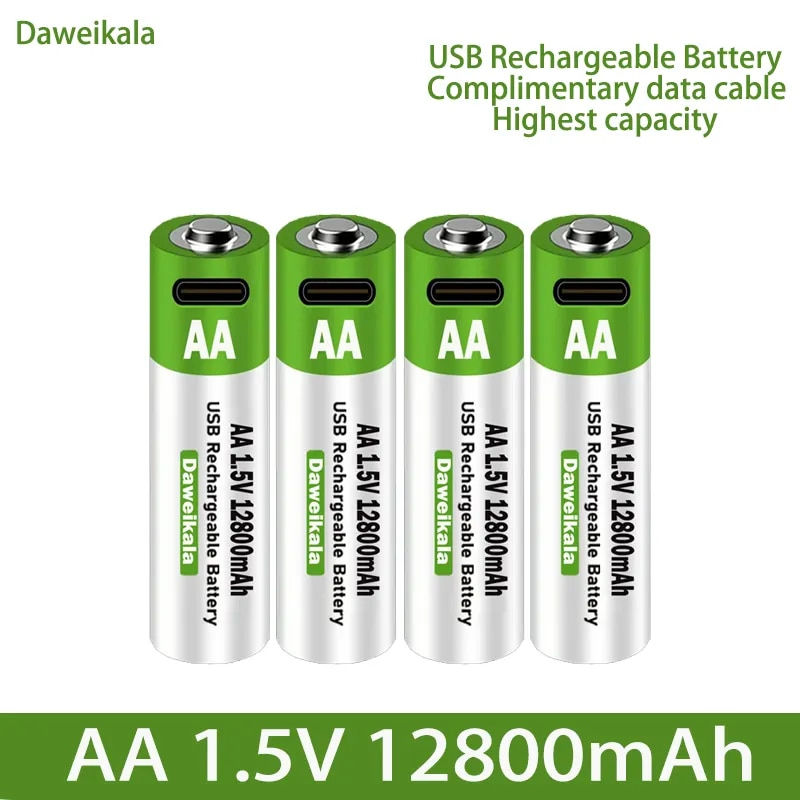 2023 New AA USB Rechargeable Lithium Ion Battery 1.5V AA 12800mah/Lithium Ion B