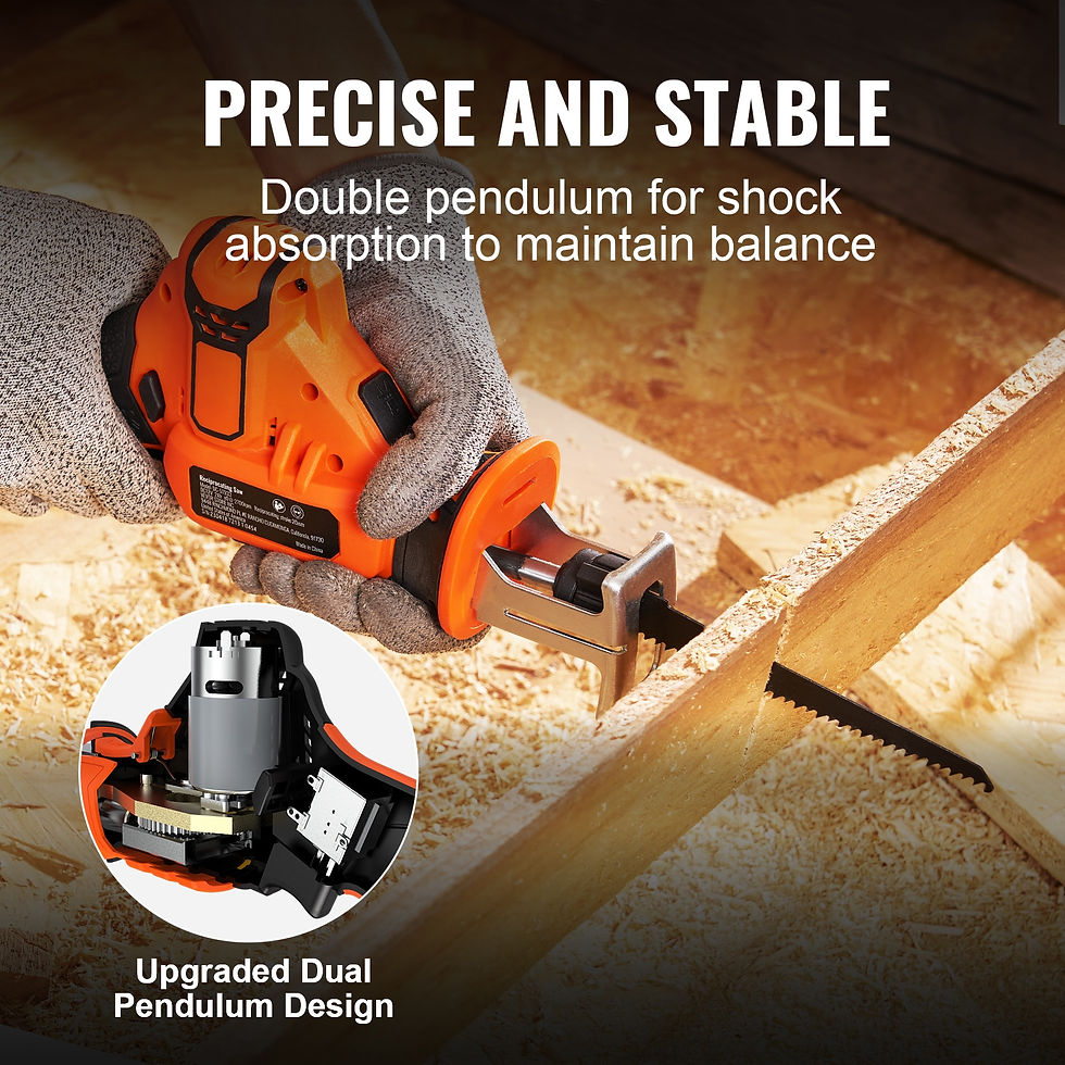 Thumbnail: VEVOR 0-2700RPM Cordless Reciprocating Saw Variable Speed 0.8in Stroke Fast Cut