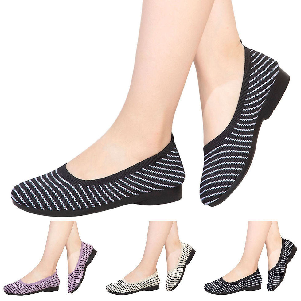 ภาพขนาดย่อ: Women Flats Shoes Flexible Knit Net Surface Female Shoes Casual Square Toe