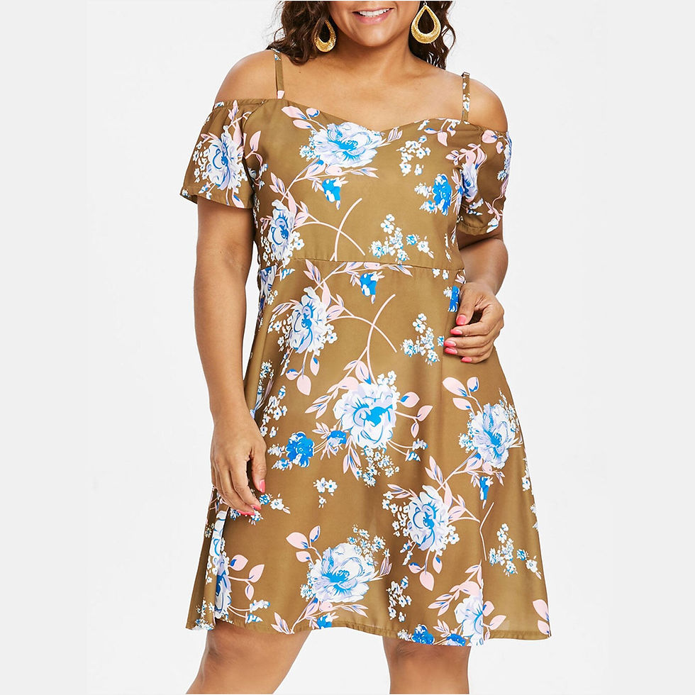 Thumbnail: 2022 Plus Size Women Clothing Sexy Summer Dress Fashion Flower Vintage Spaghett