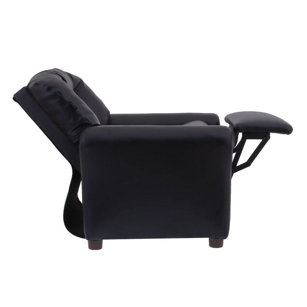 Thumbnail: Traditional Kids Recliner Chair Faux Leather Black