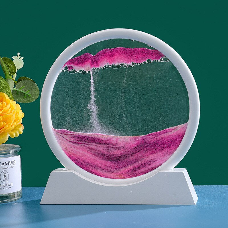 Miniature : 7/12inch Creative 3D Glass Sandscape in Motion Hourglass Moving Sand