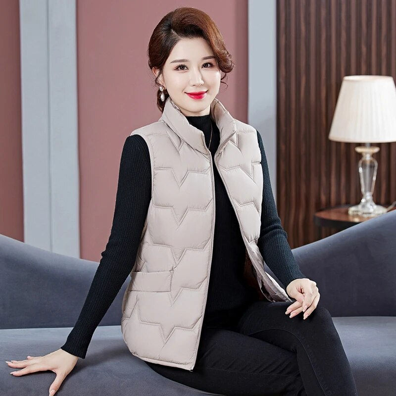 Miniatiūra: Down Cotton Vest Women's Stand-up Tank Collar Short Autumn and Winter Loose Cot