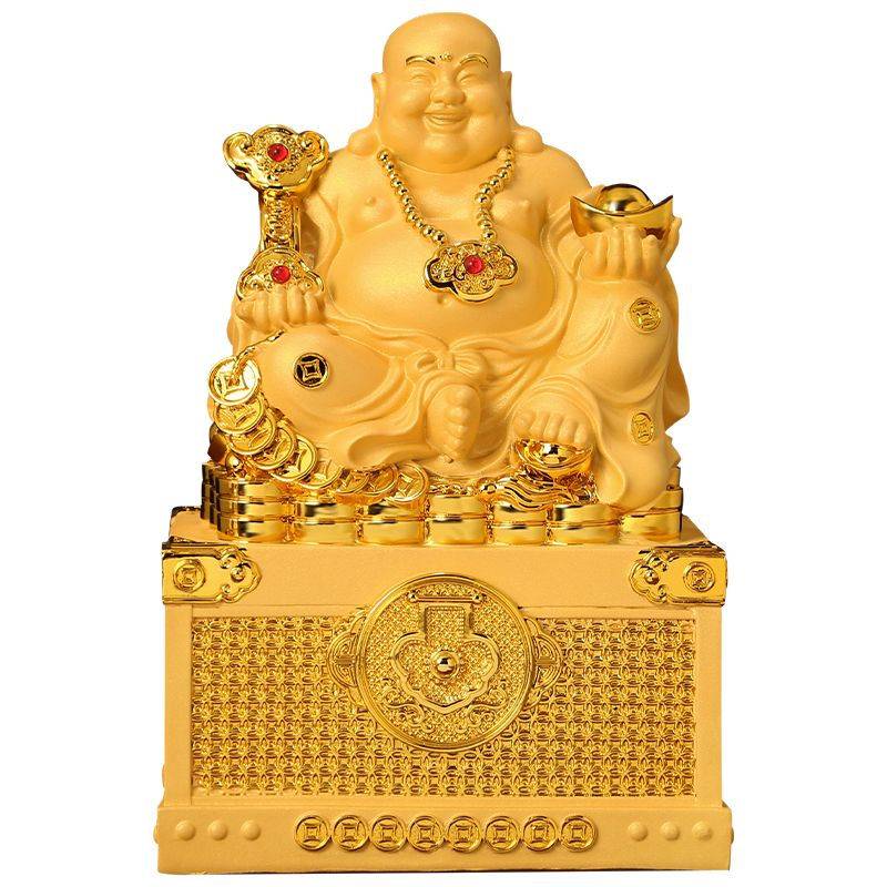 תמונה ממוזערת: Laughing Buddha's Decoration To Piggy Bank Fortune Resin sculptureHandmade Stat