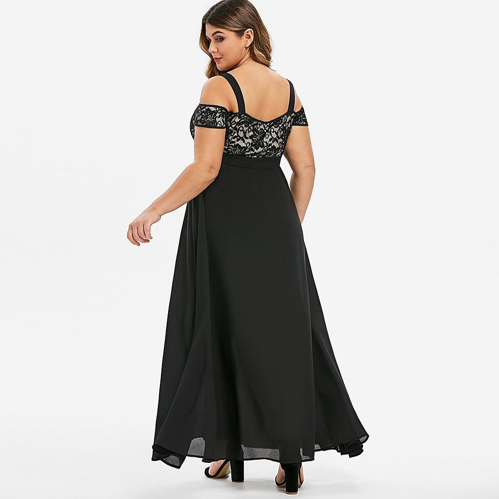 Thumbnail: Women Plus Size Cold Shoulder Floral Lace Maxi Party Evening Camis Long Dress F
