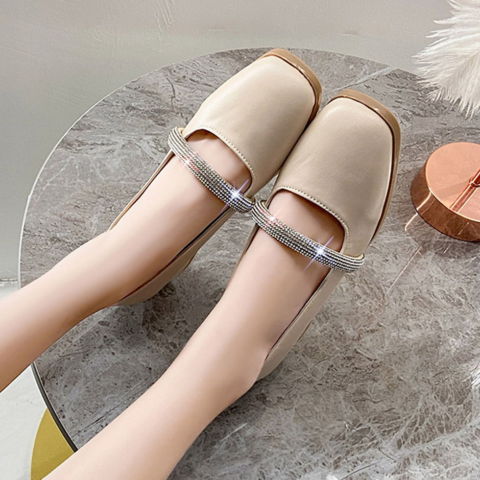 Thumbnail: Fashion Summer Women Pumps Solid Color Round Toe Rhinestone Chunky Heel Medium