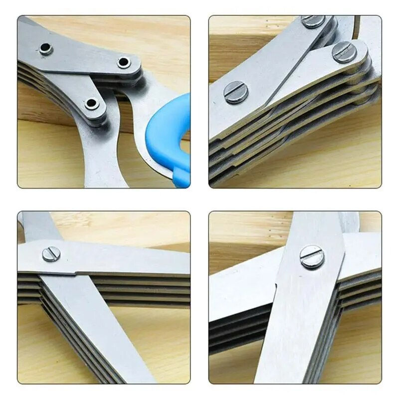 Thumbnail: 5 Blade Stainless Steel Kitchen Shears Multipurpose Durable Herb Scissors Clean
