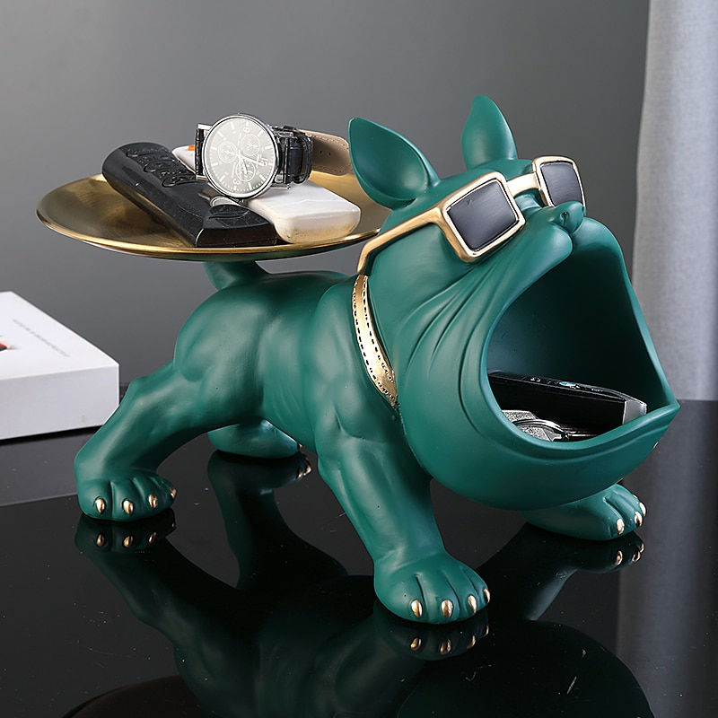 Thumbnail: Cool French Bulldog Butler Décor with Tray Big Mouth Dog Statue Storage Box
