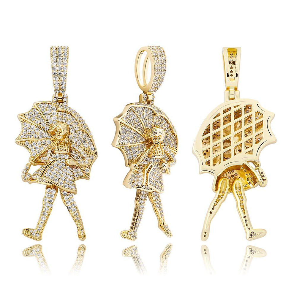 Thumbnail: TOPGRILLZ Iced Umbrella Child Pendant Necklace Iced Cubic Zirconia Pendant